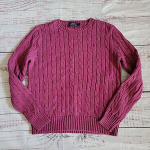 Polo by Ralph Lauren Women's Cable Knit Crewneck Sweater - Raspberry Pink